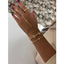 Zuum Zirkon Tek Taşlı Su Yolu Zincir 14K , Gold , Sarı Renk Çelik Şahmeran