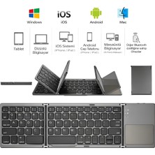 Deanb Türkçe Q, Type-c Şarjlı, Touchpad Katlanabilir Bluetooth Klavye Ios/android/windows | Titanyum