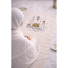 Perde Plus Minimal Işlemeli Keten Seccade Namazlık - Çeyizlik Hediyelik Çanta Seccadesi