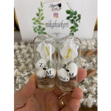 Siyah Lale Cam Fanus Kardelen Çiçek ve Fıstık Şekerli Nikah, Söz, Nişan Hediyelik - 75 Adet