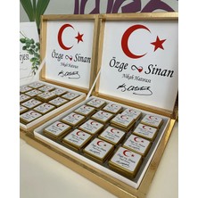 Siyah Lale Baskılı Kutulu Çikolata  Nikah, Söz, Nişan Hediyelik - 50 Adet