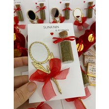 Siyah Lale Metal Kına Ayna ve Kına Şişesi Hediyelik Kına Gecesi - 25 Adet