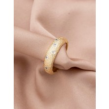 Xuping Zirkon Taşlı Özel Seri 14K , Gold , Sarı Renk Tasarım Ayarlanabilir Çelik Yüzük