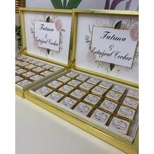 Siyah Lale Baskılı Kutulu Çikolata  Nikah, Söz, Nişan Hediyelik - 75 Adet