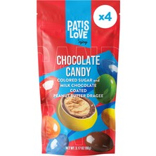 Patiswiss Patislove Renkli Şeker Kaplı Sütlü Çikolatalı Yer Fıstığı Krema Draje, 90G x 4 Adet