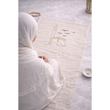 Perde Plus Minimal Işlemeli Keten Seccade Namazlık - Çeyizlik Hediyelik Çanta Seccadesi