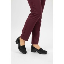 Gönbeler Kadın Siyah Streç Malzeme Esnek ve Yumuşak Günlük Ayakkabı - Ortopedik Destekli Poli Taban Hafif Yürüyüş Ayakkabısı