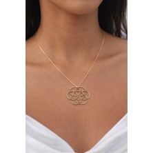 Feyz Tasarım Lotus Mavi Taşlı Kolye