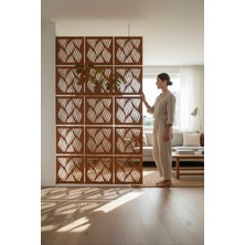Woodmomente Lazer Kesim Ahşap Paravan 4’lü Set 40X40 cm | Ceviz Renk 3 mm Mdf Fire