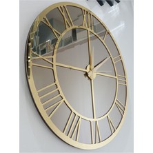PremiumPort Altın Bronz Renk 50 cm Dekoratif Aynalı Duvar Saati