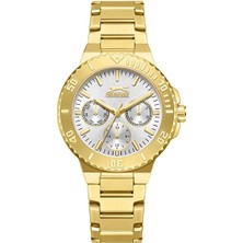 Slazenger Kadın Kol Saati – 36 Mm, Altın Kordon, Gümüş Kadran, 5 Atm