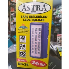 Astra Silver Rd-24 Ledli Büyük Akülü Şarjlı Işıldak