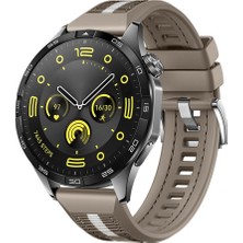 Sneezy Huawei Watch Gt4 46MM Ile Uyumlu Sportstripe Örgü Desen Metal Tokalı Silikon Akıllı Saat Kordonu