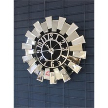 PremiumPort Füme Ayna Saat, Gümüş Rakamlar, 50 cm Çap, Şık Dekorasyon Parçası