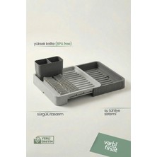 VarBiFırsat Açılır Kapanır Sürgülü Tabaklık Bulaşıklık Bulaşık Sepeti Bulaşık Kurutma / Gri