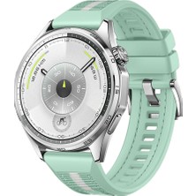 Sneezy Huawei Watch Gt6 46MM Ile Uyumlu Sportstripe Örgü Desen Metal Tokalı Silikon Akıllı Saat Kordonu