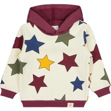 Civil Boys Renkli Yıldız Baskılı 2-5 Yaş Sweatshirt - Bordo 5-6 Yaş