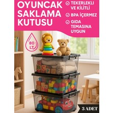 Loremp 80 Litre Saklama Kutusu 3 Adet Saklama Kutusu Düzenleyici