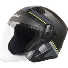 Gp Kompozit Gp Nero MKS006-MBD1NY Şeffaf Vizörlü Motosiklet Yarım Kask