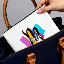 Tişört Kodu Kişiye Özel Isimli Renkli Gabardin Fermuarlı Çanta – 21×15 cm | 340 Gr/m² Kalın Bez Çanta