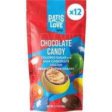 Patiswiss Patislove Renkli Şeker Kaplı Sütlü Çikolatalı Yer Fıstığı Krema Draje, 90G x 12 Adet