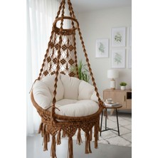 Wood Shut Tek Kişilik Makrome El Örgüsü Salıncak Minderli (Kahverengi) MİS38001