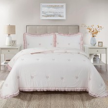 Belle Home Perla Çift Kişilik Nakışlı Yatak Örtüsü Takımı - 240X260 cm - Pvc Çantalı - Günlük ve Çeyizlik - Yeni Renkler