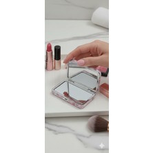 Neyşeligül Desenli Çift Taraflı El Aynası - Mor Seri Taşınabilir Çanta Aynası