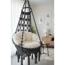 Wood Shut Woodshut Tek Kişilik Makrome El Örgüsü Salıncak Antrasit (Sadece Salıncak) MİS38001