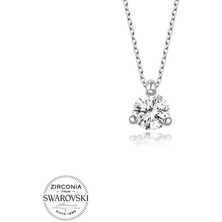 Fumeyabi Swarovski Taşlı Gümüş Tektaş Bayan Kolye