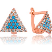 Fumeyabi Gümüş Mavi Üçgen Küpe