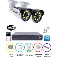 Snrelk  2'li 5mp Lens Warm Ledli Gece Renkli Güvenlik Kamerası Ahd 320 GB Su Geçirmez Full Seti