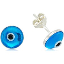 Fumeyabi Gümüş Yuvarlak Nazar Çivili Küpe