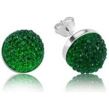 Fumeyabi Gümüş Yeşil Kristal Çivili Küpe