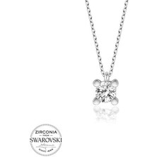 Fumeyabi Swarovski Taşlı Gümüş Tektaş Bayan Kolye
