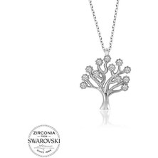 Fumeyabi Swarovski Taşlı Gümüş Hayat Ağacı Bayan Kolye
