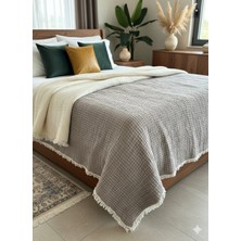 Monochrome Müslin Çift Kişilik 8 Kat Elyaf Dolgulu Yorgan /yatak Örtüsü Battal Boy 240X250 Bej-Ekru