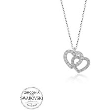 Fumeyabi Swarovski Taşlı Gümüş Kalp Bayan Kolye