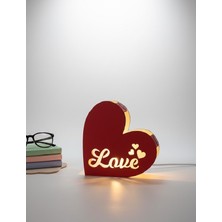 Runc Design Romantik Kalp Tasarımlı Gece Lambası - Kırmızı Love Işıklı Dekoratif Obje -Sevgililer Günü Hediyesi