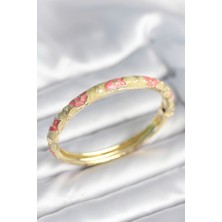 Yeşil Krem Renk Detaylı Mineli Kelepçe