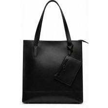 Zerva Queen Deri Görünümlü Cüzdan Detaylı Kadın El ve Omuz Çanta