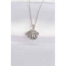 316L Çelik Zincir Gümüş Renk Zirkon Taşlı Inci Detay Istiridye Ke