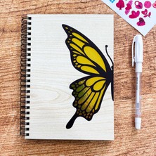 Hediyehanesi Ahşap Kapaklı Siyah Sayfalı Anı Defteri, Fotoğraf Albüm Defteri, Beyaz Jel Kalem ve Sticker Hediyeli