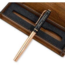 Hediyehanesi Kişiye Özel Isimli Siyah Rose Gold Tükenmez Kalem 1 Adet 13 cm Uzunluk