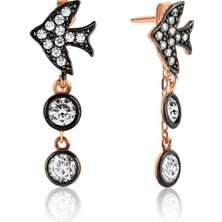 Fumeyabi Gümüş Zincirli Kırlangıç Küpe