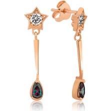 Fumeyabi Gümüş Yıldızlı Damla Bayan Küpe