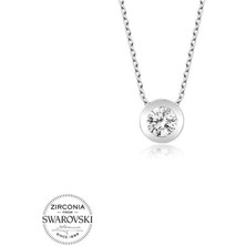 Fumeyabi Swarovski Taşlı Gümüş Çember Tektaş Bayan Kolye