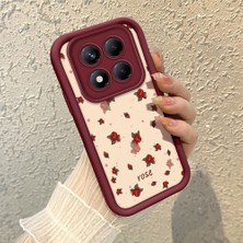 HONTINGA Xiaomi Redmi Note 14 Pro ile Uyumlu Kılıfı Düşüme Önleyici Basitlik Anti Düşme Kamera Korumali Şirin Rose Desen Bordo Yumuşak Silikon Telefon Kılıfı K2-7184