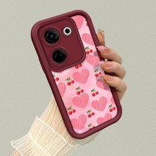 HONTINGA Tecno Camon 20 ile Uyumlu Kılıfı Düşüme Önleyici Basitlik Anti Düşme Kamera Korumali Şirin Vişne Desen Bordo Yumuşak Silikon Telefon Kılıfı K2-7185