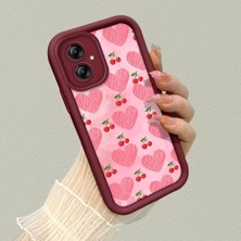 HONTINGA Samsung Galaxy A04E ile Uyumlu Kılıfı Düşüme Önleyici Basitlik Anti Düşme Kamera Korumali Şirin Vişne Desen Bordo Yumuşak Silikon Telefon Kılıfı K2-7185